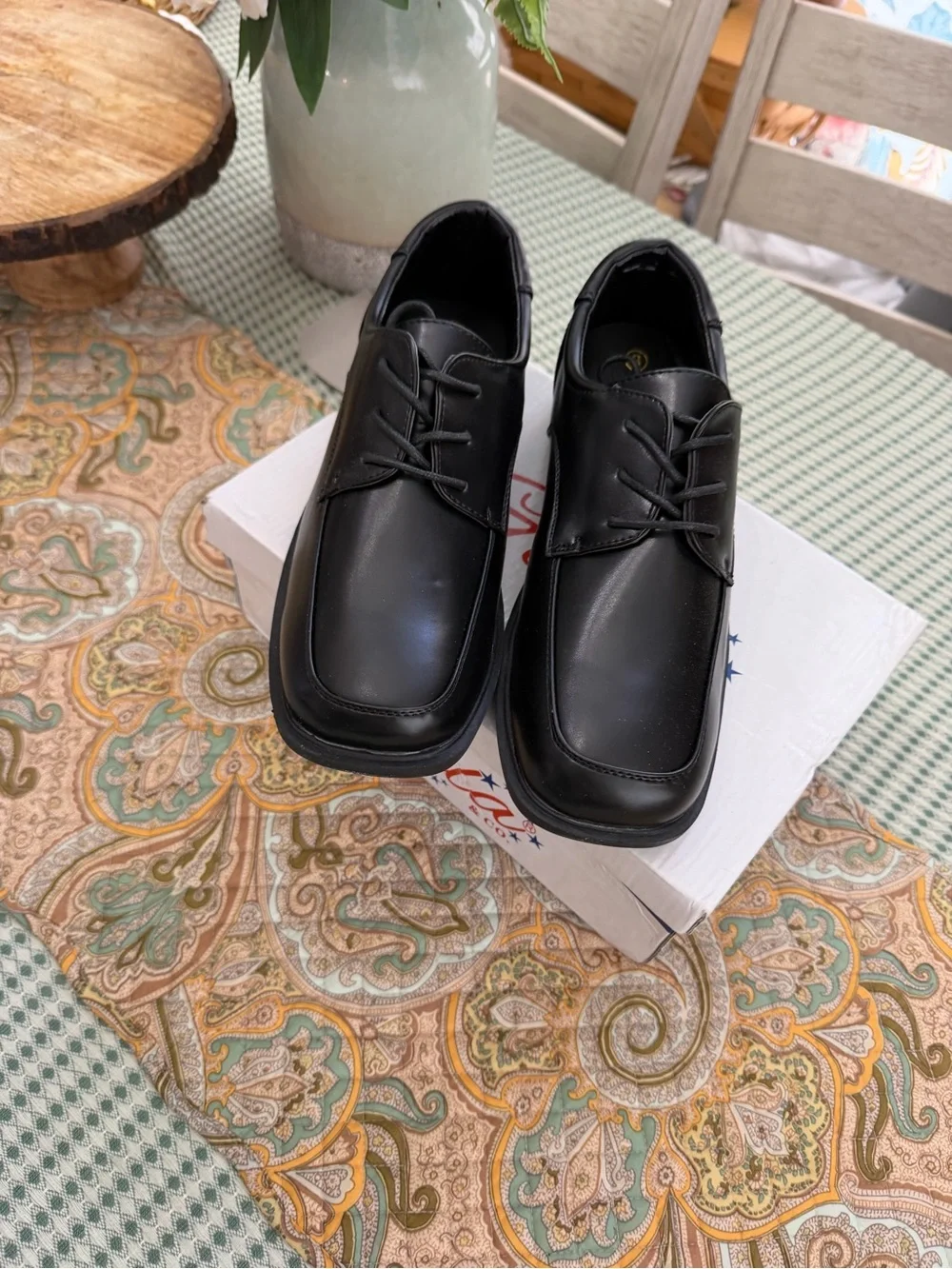 New Boy’s Dress Oxford Lace-Up Formal Shoes Sz 8 NIB Black Gala & Co